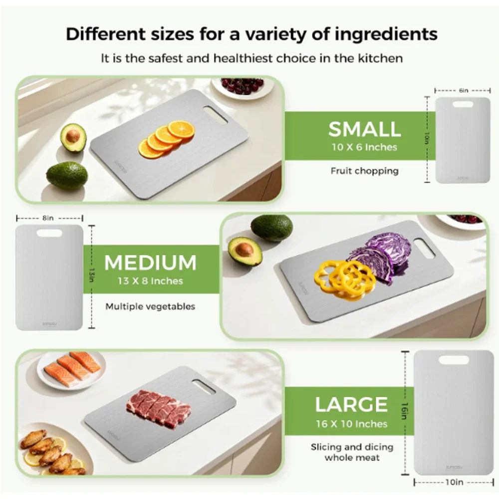 Titanium Cutting Board Set of 3 100% Pure Titanium Dishwasher Safe new Sealed